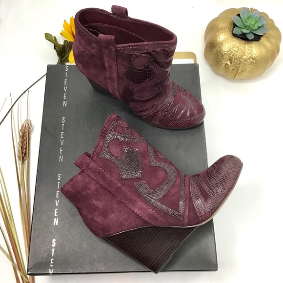Steven STEVE MADDEN |  Mitch Wine Suede Western Boots - Picture 11 of 16